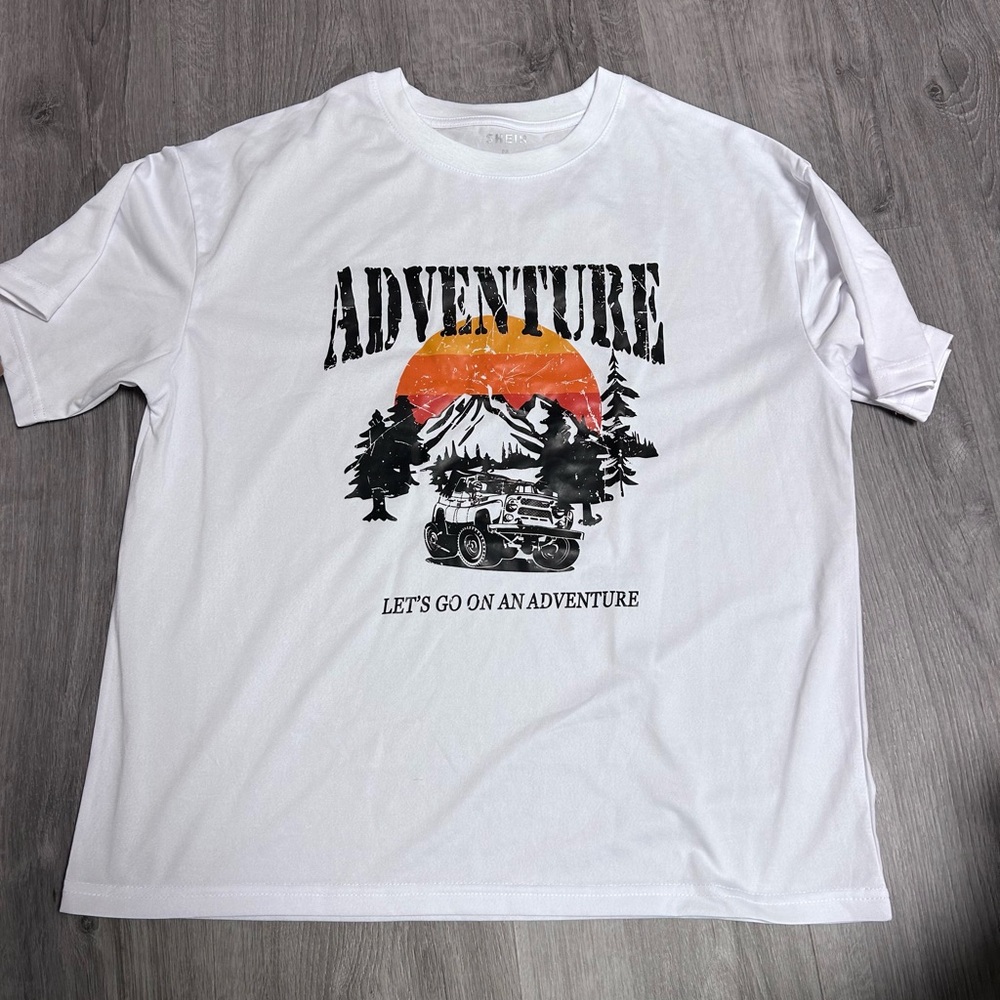 White Graphic Adventure T-Shirt